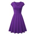 thumbnail image 1 of Fshaion Robe d'Été pour Femmes 2024 Grande Taille Décontractée Couleur Décontractée Manches Courtes Col en V Robe Ample Liquidation à Moins de 10!, 1 of 3