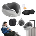 thumbnail image 2 of Sentmoon Neck Pillow for Travel Travel Pillows Neck Pillow for Traveling 4pc Set Travel Pillow Memories Foam Travel Neck Pillow with Eye Mask Earplugs Storage Bag for Plane Car Home Recliner Use, 2 of 7
