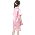 thumbnail image 2 of 2025 Girls Sleepwear & Robes Little Boy Cold Clothe Pajama Set Satin Silk Pajama Ki D Short Sleeve Robe Sleepwear 2 Piece Button Fleece Pajama Size 8 Down, 2 of 9