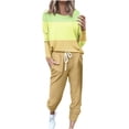 thumbnail image 1 of Yuyuzo Women's Fall 2 Piece Outfit Patchwork Color-Block Long Sleeve Tops and Cinch Bottom Pants Lounge Sets, 1 of 5