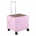 thumbnail image 1 of Gymax Foldable Utility Cart on 4 Rotate Wheels w/Telescoping Handle Lid & Cup Holder Pink, 1 of 10