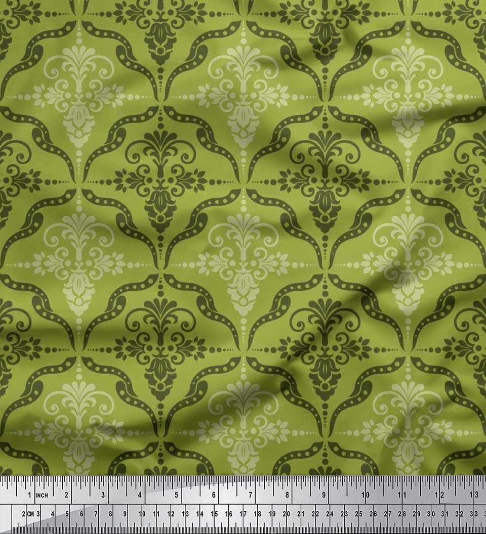 Soimoi Tissu en Jersey de Coton Tissu Imprimé Damassé Filigrane 1 Yard 58 Inch Wide