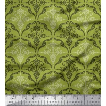 Soimoi Cotton Poplin Fabric Filigree Damask Print Fabric by Yard 56 Inch Wide