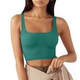 thumbnail image 1 of asjyhkr Crop Tank Tops for Women Ribbed Knit Square Neck Sleeveless Slim Fitting T Shirts Summer Basic Tees, 1 of 6