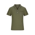 thumbnail image 2 of Fridja Chemise Habillée pour Homme d'Été, Couleur Unie, Col Rabattu, Manches Courtes, Imprimée Performance, Boutonnée, Chemise de Jeu de Quilles Décontractée pour Usage Quotidien (Vert Armée, 3TG), 2 of 5