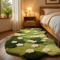 thumbnail image 4 of Flower Runner Rug Irregular Wavy, Tufted Area Rug Soft Green Floral Carpet Non for Bedroom Bedside Bathroom Home, 4 of 7