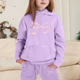 thumbnail image 2 of FhsagQ Outfits for Girls Children's Hoodie Set with Bow Print Girl Spring Outfits Size 12-14 Spring Light Purple 10-11Years, 2 of 4