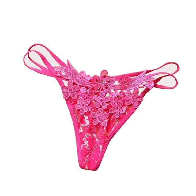 Sexy Rhinestones Thong Women Underwear Lingerie Lace G G String String Hollow Out Tanga