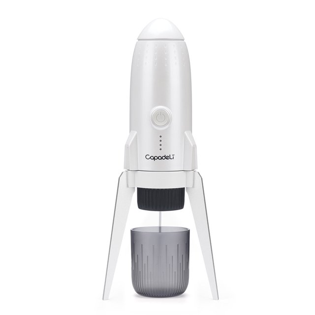 Machine à Espresso Électrique Portable au Design de Navire Fusée avec Fonction d'Autochauffage, Cafetière de Voyage 19 Bars Compatible avec Capsules Nespresso et Café Moulu, Rechargeable par USB pour Voiture, Camping et Bureau