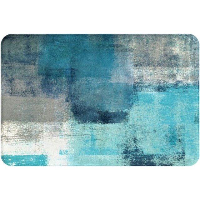 Bath Mat for Bathroom Modern Art Gry Turquoise Abstract Rugs Shower Mats Memory Foam Rug Non Slip Floor Small Carpet Soft Light Absorbent Washable for Home Hotel Decor 15.7 X 23.6 inch