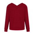thumbnail image 4 of Fall Sweaters for Women V Neck Long Sleeve Solid Color Ribbed Pullover Sweaters Casual Loose Comfy Shirts Tunic Tops, 4 of 5