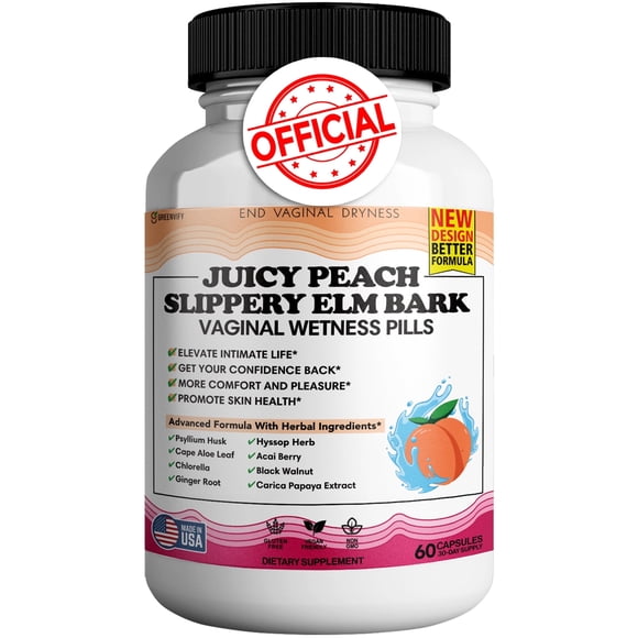 GREENVIFY Juicy Peach Slippery Elm Bark Vaginal Dryness Moisturizer, Feminine Care for Women, End Vaginal Dryness with Slippery Elm Bark | Feminine Care for Vaginal Health, Made in USA,