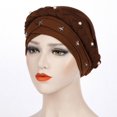thumbnail image 3 of Women Beading Braid India Hat Muslim Ruffle Cancer Chemo Beanie Turban Wrap Cap, 3 of 9