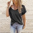 thumbnail image 1 of Nouveau Pull Col en V Ample pour Femmes Manches Courtes T-Shirt Uni, 1 of 2