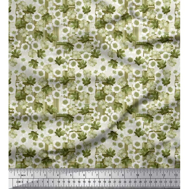 Soimoi Poly Georgette Fabric Floral Flower Decor Fabric Printed Yard 42 Inch Wide