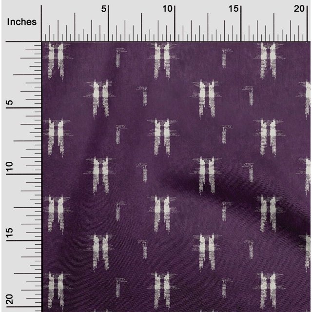 oneOone Cotton Poplin Fabric Ikat Style Kasuri Print Fabric BTY 56 Inch Wide