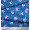 thumbnail image 2 of Soimoi Tissu Crêpe Polyester à Pois, Feuilles & Roses Imprimé Floral au Mètre 52 Pouces de Large, 2 of 3
