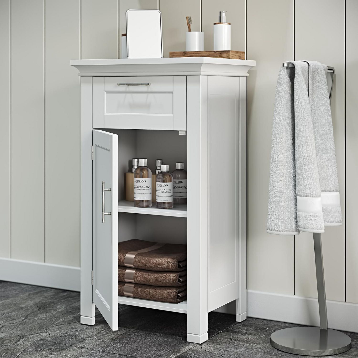 Somerset Collection Maison RiverRidge® Armoire sur pieds, 1 porte, 16 po. (largeur) x 30 po. (haut) x 12 po. (prof), blanc