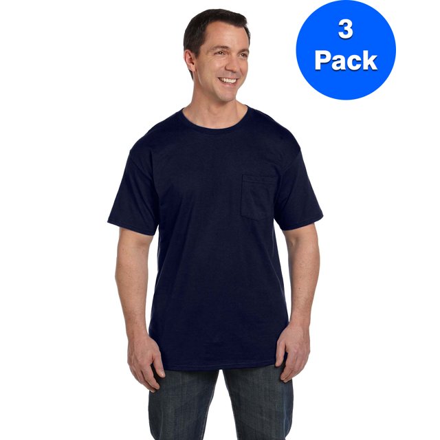 Hanes Men's Beefy-T with Pocket - 5190P (Pack Of 3)