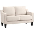 thumbnail image 1 of HOMCOM Loveseat Sofa, Linen Couch with Pocket Spring, Beige, 1 of 10