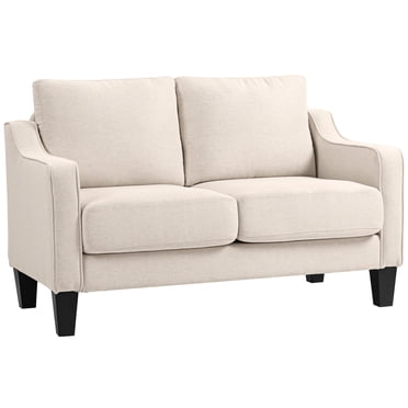 HOMCOM Loveseat Sofa, Linen Couch with Pocket Spring, Beige