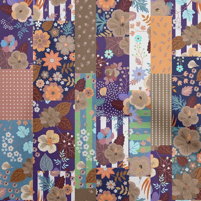 oneOone Polyester Spandex Brown Fabric Asian Mix Floral Sewing Material Print Fabric By The Yard 56 Inch Wide