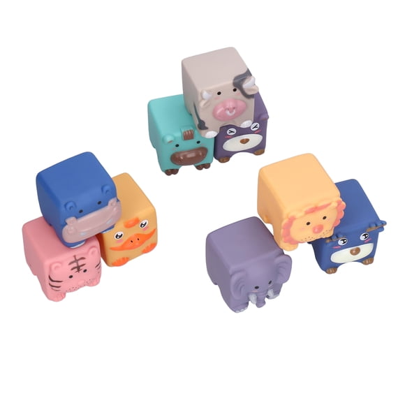 Blocs Empilables pour Tout-Petits et Bébés, Doux, Adorables, Type Animal, Jouets Éducatifs de Dentition pour Tout-Petits de 6 à 12 Mois