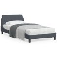 thumbnail image 1 of vidaXL Bed Frame with Headboard Dark Grey 100x190 cm Velvet, 1 of 1