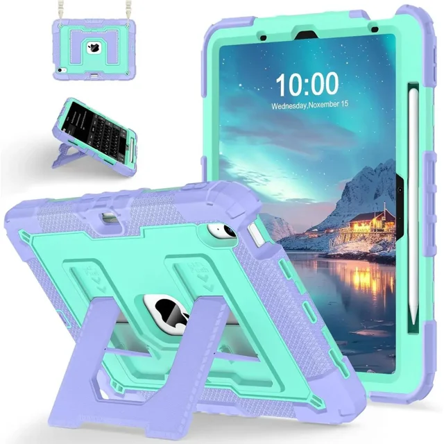 Case for iPad Air 11 Inch M3 2025 M2 2024 / iPad Air 5th 2022 / iPad Air 4th Generation 2020 10.9 Inch, Shockproof Protective Cover with Kickstand Shoulder Strap