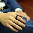 thumbnail image 3 of Mens FIDGET Black Rings with Center Curb Chain Spinner Ring Stainless Steel, 3 of 5
