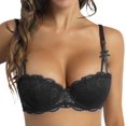 thumbnail image 1 of GPOECD Seamless Full Coverage Wireless Bra For Women Soft Support Comfortable Lace Underwire Everyday Lift Plus Size Demi Cup Black,34, 1 of 4