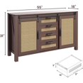 thumbnail image 2 of AECOJOY 55'' Rattan Sideboard Buffet Cabinet with 4 Drawers, 2-Sliding Doors Wicker Kitchen Storage Cabinet for Dining Room, Living Room in Brown, 2 of 9
