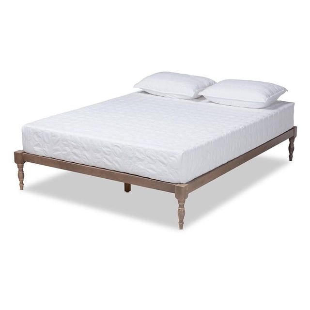Baxton Studio Iseline Lit Plateforme en Bois Fini Chêne Format Grand Lit