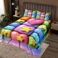thumbnail image 2 of Erosebridal 3D Stars Coverlet Set Twin, Cute Rainbow Buffalo Bedding Set, Princess Room Decor 2pcs, 2 of 5