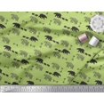 thumbnail image 3 of Soimoi Green Modal Satin Fabric Bear & Text Print Fabric by the Yard 42 Inch Wide, 3 of 5