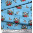 thumbnail image 3 of Soimoi Blue Poly Georgette Fabric Deer Animal Printed Fabric 1 Yard 42 Inch Wide, 3 of 3