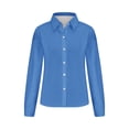 thumbnail image 4 of Besolor Button Down Shirts for Women Solid Color Long Sleeve Colared Tops Loose Office Blouses for Casual Work, 4 of 5