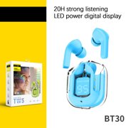 EGNMCR Bluetooth Earbuds Earbuds Wireless Bluetooth BT30 Transparent Digital Display Wireless Bluetooth Headset Bilateral Stereo Bass Copper Ring Speaker With Charging Bin Bluetooth headset