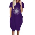 thumbnail image 2 of Fshaion Robe d'Été pour Femmes 2024 Grande Taille Robe Décontractée Ample à Imprimé Tournesol Robe à Manches Courtes à Col en V Liquidation à Moins de 10!, 2 of 5