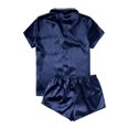 thumbnail image 3 of Women's Satin Casual Home Button Pajama Set(Dark Blue,S), 3 of 3