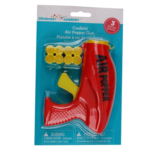 Way to Celebrate Confetti Launcher with 2 Confetti Foil Bursts, Red Plastic Party Popper