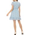 thumbnail image 3 of INSPIRE CHIC Women's Ruffle Sleeve Self-Tie V Neck Above Knee Ruffled A-Line Floral Chiffon Dress M Light Blue, 3 of 6