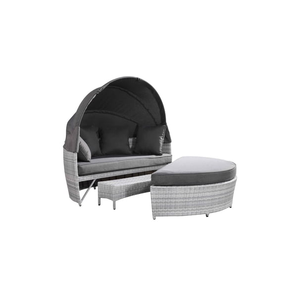 SOGNO Deluxe Ensemble de lit de patio en osier toutes saisons 62"W