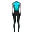thumbnail image 4 of Jizyo Women's Long Sleeve Dance Unitard Shiny Rhinestone Full Body Suits One Piece Jumpsuits Light Blue XXL, 4 of 5