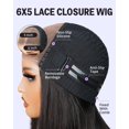 thumbnail image 3 of MEGALOOK Perruque Bob 12A Cheveux Humains Porter et Aller Perruque Sans Colle Pré-Découpée Dentelle 6x5 Fermeture HD Perruque Réelle Pré-Plunchée Droite Courte Perruques Bob Nœuds Minuscules Perruque Bob 10 Pouces, 3 of 6