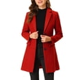thumbnail image 1 of INSPIRE CHIC Manteau pour Femme Couleur Unie Revers Cranté Simple Boutonnage Caban d'Hiver Rouge G, 1 of 6