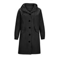 thumbnail image 3 of Women‘s Plus Size Solid Color Button Pocket Recreational Hooded Long Sleeve Windbreaker Coat Tops, 3 of 4