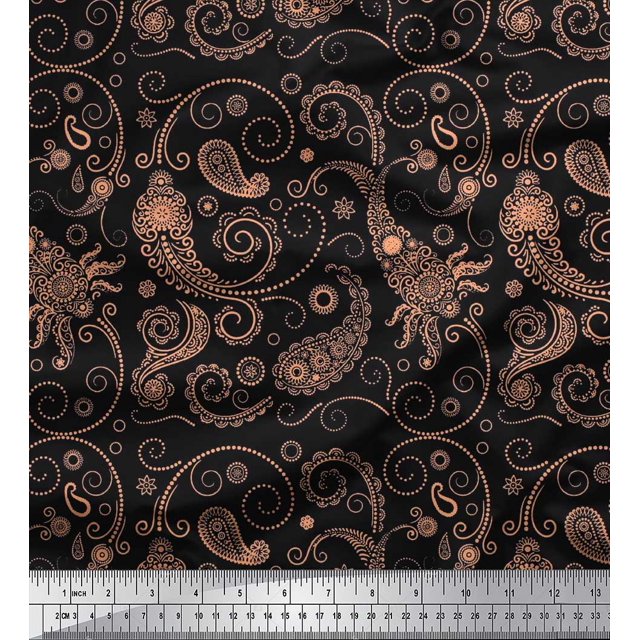 Soimoi Modal Satin Fabric Floral & Paisley Print Fabric by The Yard 42 Inch Wide