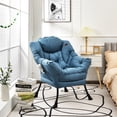 thumbnail image 2 of Costway Modern Polyester Fabric Lazy Chair Single Sofa Chair w/ Side Pocket Navy, 2 of 10