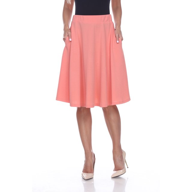 White Mark Women's Mid Length Fit and Flare Skirt